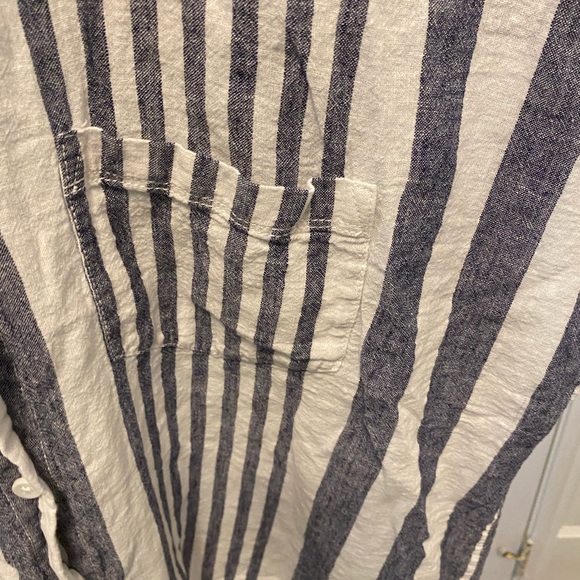 Beachlunchlounge Anthropologie Stripe Linen Button Down Top SS XL - Picture 5 of 7